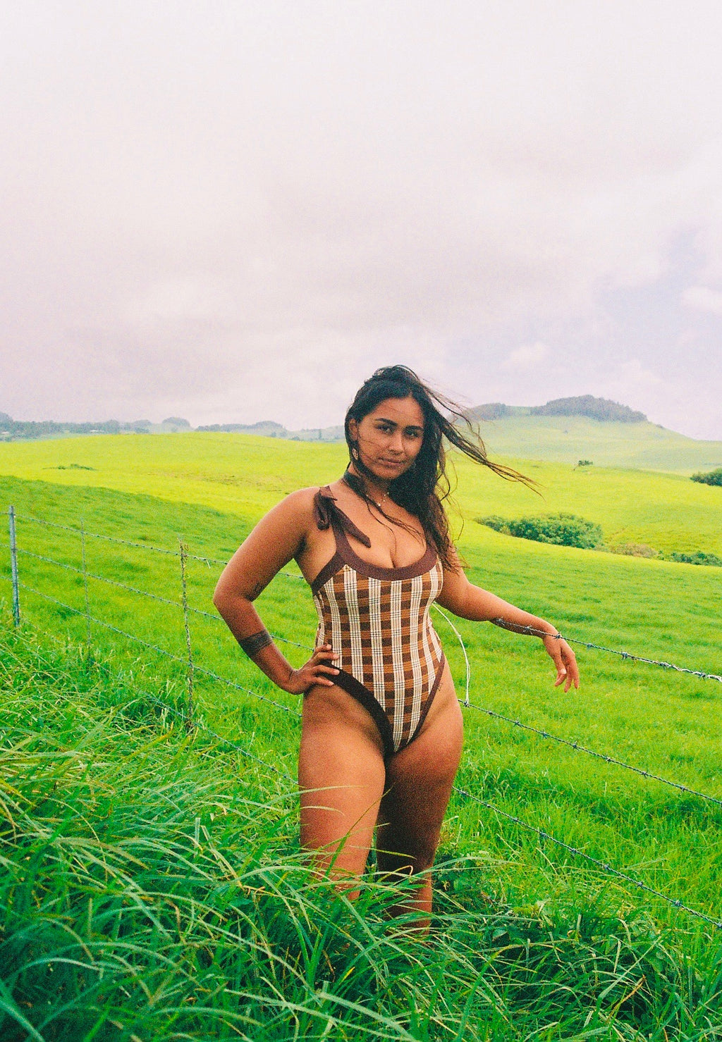 Brown Palaka Palaka Swimwear Hawaii Swimwear Hawaiian Swimwear Plantation Style Designed in Hawaii 