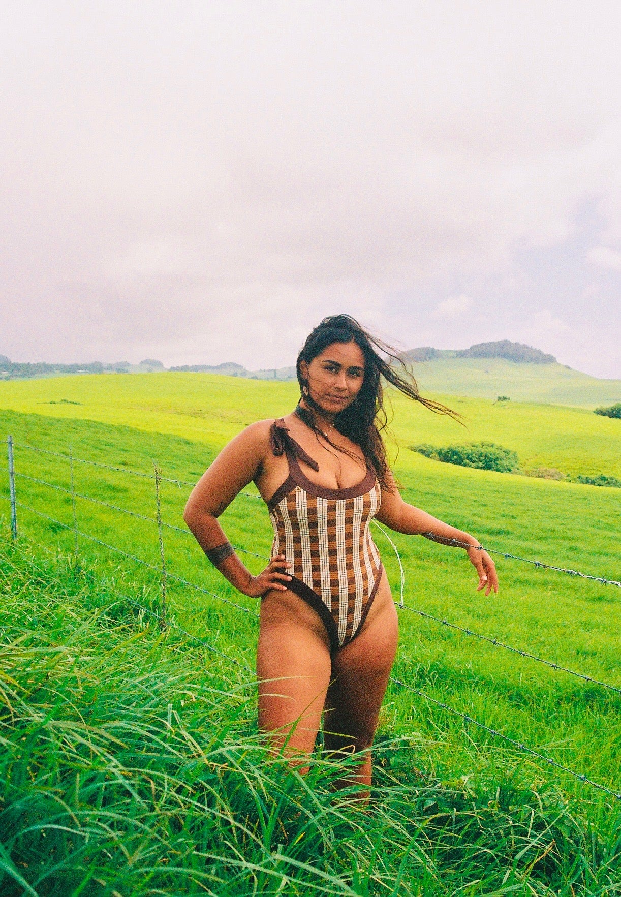 Brown Palaka Palaka Swimwear Hawaii Swimwear Hawaiian Swimwear Plantation Style Designed in Hawaii 